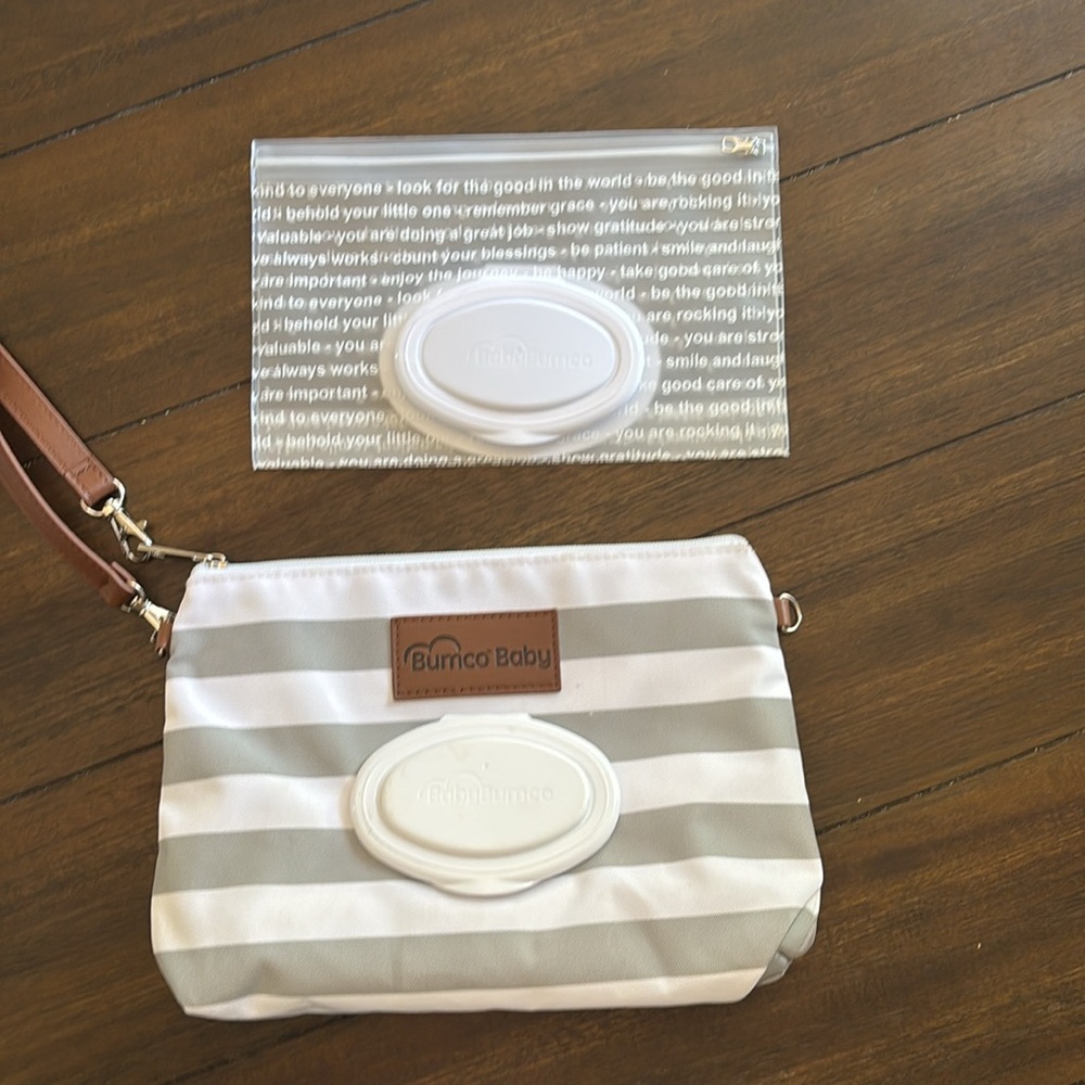 Striped Diaper Clutch - Gray and White
